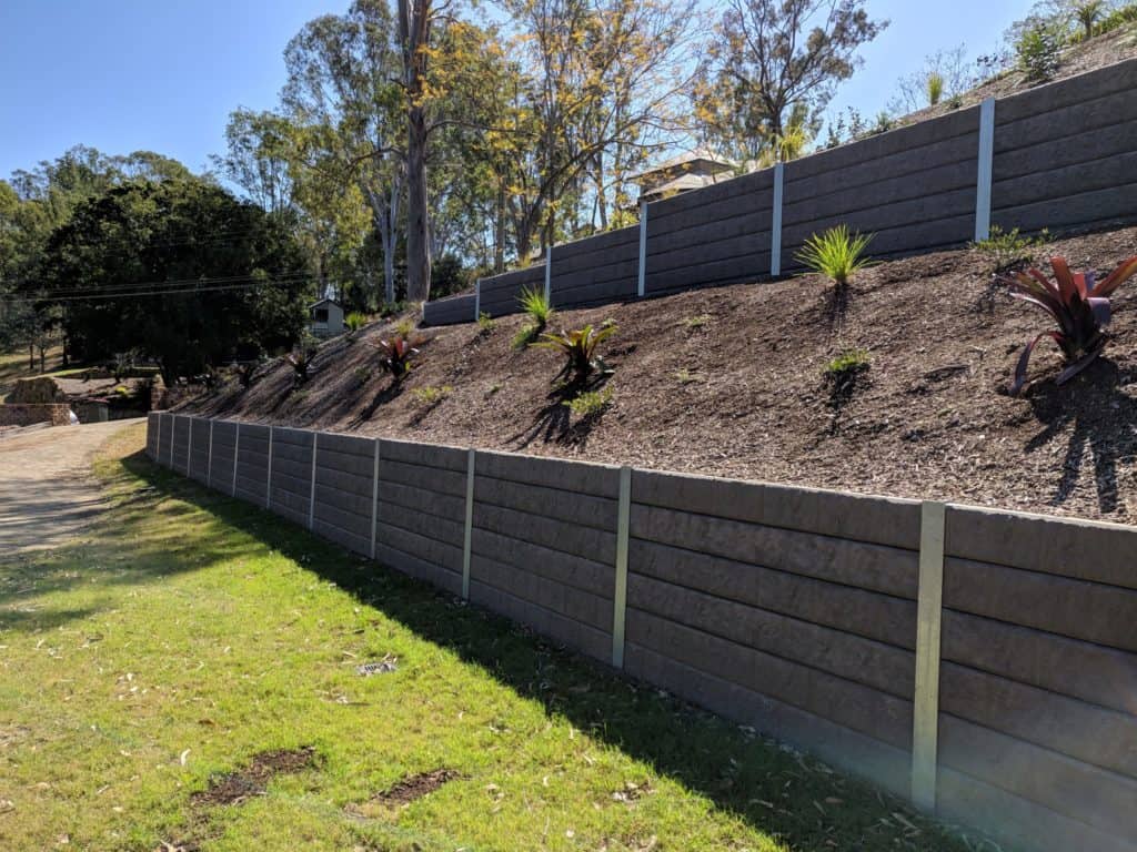 A concrete retaining wall designed by an engineer