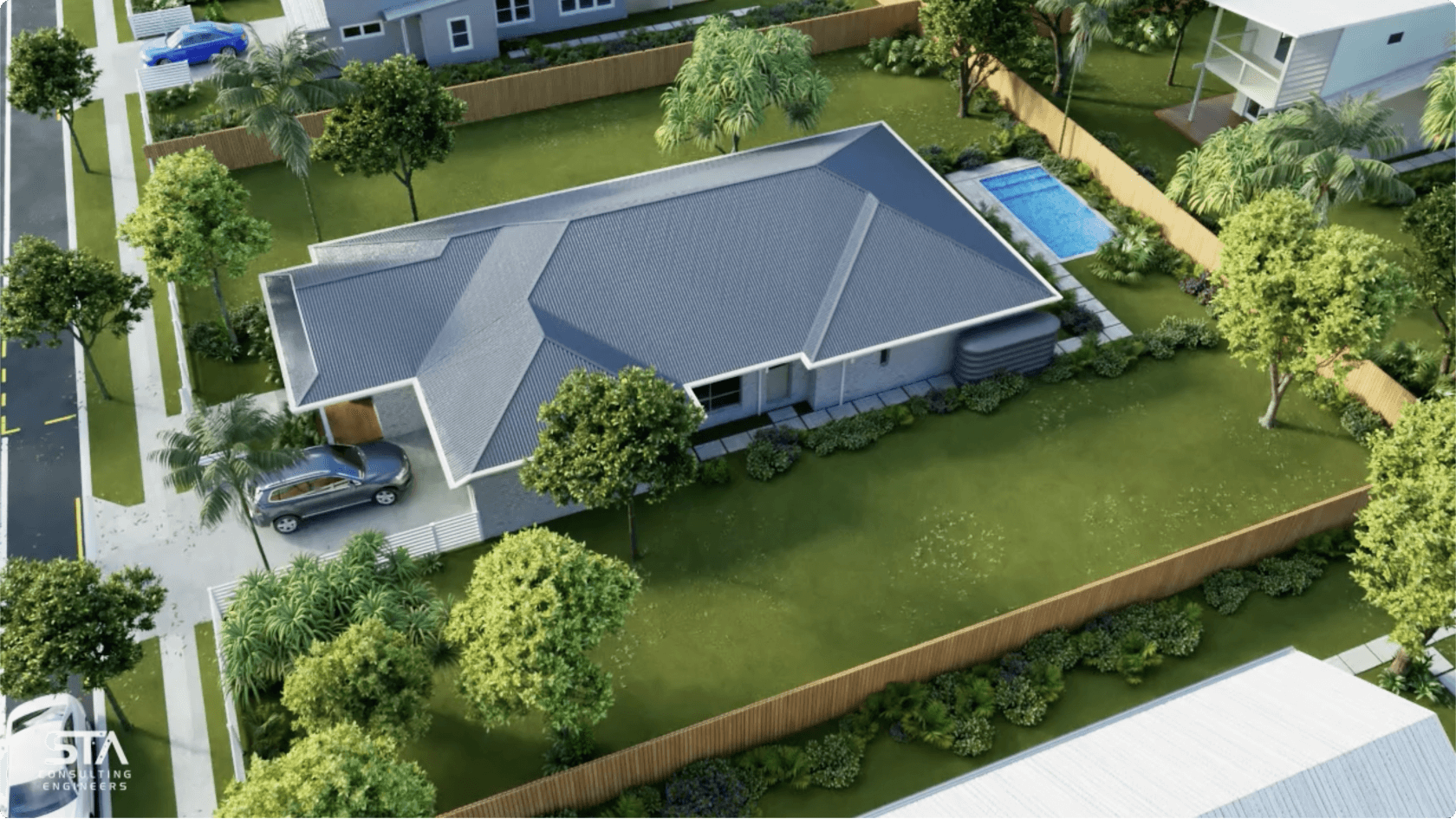 Overlooking a residential house from above